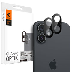ZAŠČITNO TRDO STEKLO ZA OBJEVNIK FOTOAPARATA SPIGEN OPTIK GLAS.TR ZAŠČITNIK KAMERE 2-PACK IPHONE 16 / 16 PLUS ČRNA