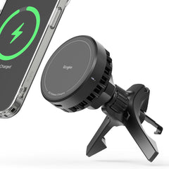 DRŽALO TELEFONA ZA AVTO Z BREZŽIČNIM POLNJENJEM RINGKE PELTIER QI2 MAGNETNO MAGSAFE VENTILATORNO DRŽALO BREZŽIČNI POLNILEC 15W ČRNA