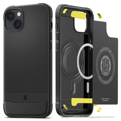 OVITEK SPIGEN RUGGED ARMOR MAG MAGSAFE IPHONE 14 MAT MAT ČRNA