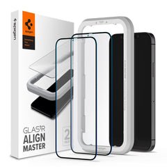 2X TRDO STEKLO SPIGEN ALM GLASS FC 2-PACK IPHONE 12/12 PRO ČRNA