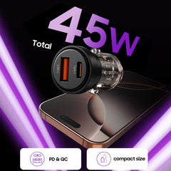 TECH-PROTECT CC03 2-PORT AVTO POLNILEC PD45W/QC3.0 ČRN ČRTA