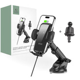 DRŽALO ZA TELEFON V AVTU S BREZŽIČNIM POLNJENJEM TECH-PROTECT CM15W-V1 DRŽALO ZA ARMATURNO PLOŠČO IN VENTILATOR BREZŽIČNI POLNILEC 15W ČRNA