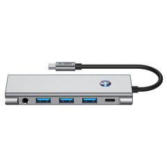 TECH-PROTECT HB04 HUB ADAPTER 9IN1 TYPE-C + USB2.0 + USB3.0 + HDMI 4K 60HZ + SD/TF + PD100W + AV3.5 PROSTORSKA SIVA