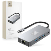 TECH-PROTECT HB05 HUB ADAPTER 9IN1 TYPE-C + USB2.0 + USB3.0 + HDMI 4K 60HZ + SD/TF + PD100W + RJ45 1000M PROSTORSKA SIVA