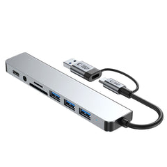 TECH-PROTECT HB06 HUB ADAPTER 9IN1 TYPE-C + USB2.0 + USB3.0 + SD/TF + AV3.5 PROSTOR SIVA