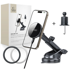 TECH-PROTECT MM15W-V10 MAGNETSKI MAGSAFE NOSILEC ZA ARMATURNO PLOŠČO IN VENTILATOR Z BREZŽIČNIM POLNILNIKOM 15W ČRN