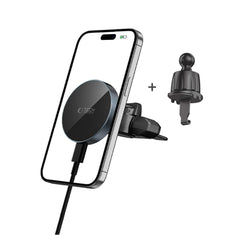 DRŽALO ZA TELEFON V AVTU S BREZŽIČNIM POLNJENJEM TECH-PROTECT MM15W-V5 MAGNETIC MAGSAFE CD & VENT AVTO NOSILEC BREZŽIČNI POLNILEC 15W ČRNA/ČRNA