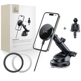 DRŽALO ZA TELEFON V AVTU S BREZŽIČNIM POLNJENJEM TECH-PROTECT MM15W-V5 MAGNETNO MAGSAFE DRŽALO ZA ARMATURNO PLOŠČO IN VENTILATOR BREZŽIČNI POLNILEC 15W ČRNA/ČRNA