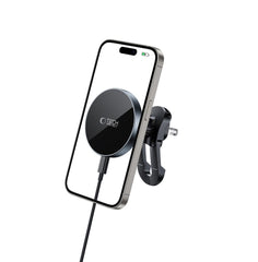 DRŽALO TELEFONA ZA AVTO S BREZŽIČNIM POLNJENJEM TECH-PROTECT MM15W-V5 MAGNETNO MAGSAFE STABILNO VENTILATORSKO DRŽALO AVTO POLNILNIK 15W ČRNA/ČRNA