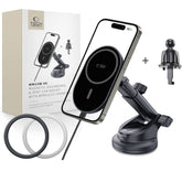 DRŽALO TELEFONA ZA AVTO S BREZŽIČNIM POLNJENJEM TECH-PROTECT MM15W-V6 MAGNETNO MAGSAFE DRŽALO ZA ARMATURNO PLOŠČO IN VENTILATOR BREZŽIČNI POLNILEC 15W ČRNA/ČRNA