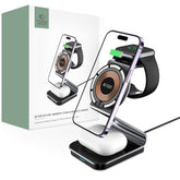 BESŽIČNI POLNILEC 3V1 QI15W-A29 MAGNETSKI MAGSAFE BREŽIČNI POLNILEC ČRNA