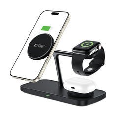 NABOJNI POSTAJA TECH-PROTECT QI15W-A45 3IN1 MAGNETNI MAGSAFE BREZŽIČNI POLNILEC ČRNA