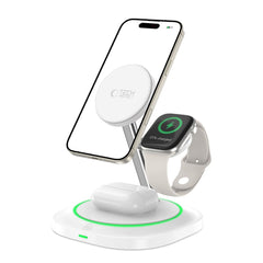 TECH-PROTECT QI15W-A46 3V1 MAGNETSKI MAGSAFE BREZŽIČNI POLNILEC BELE BARVE