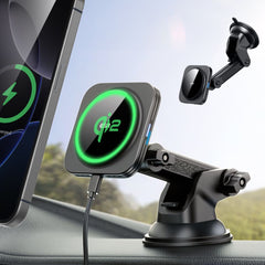 DRŽALO TELEFONA ZA AVTO Z BREZŽIČNIM POLNJENJEM ESR HALOLOCK MAGNETIC MAGSAFE DASHBOARD CAR MOUNT WIRELESS CHARGER QI2 15W ČRNA