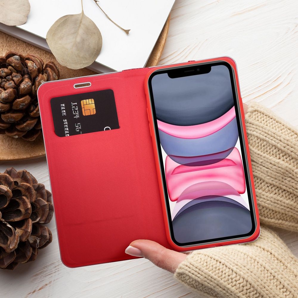 OVITEK ZA KNIŽICE ZA XIAOMI REDMI 13C / POCO C65 HEYCASE LUNA WALLET ČISTA RDEČA
