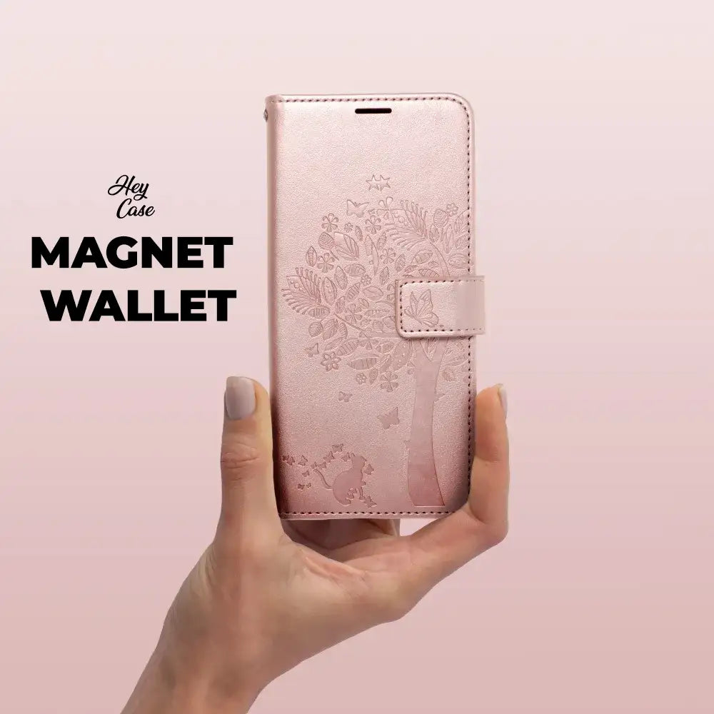 OVITEK ZA SAMSUNG GALAXY A55 5G HEYCASE MAGNET WALLETA LES ROŽE