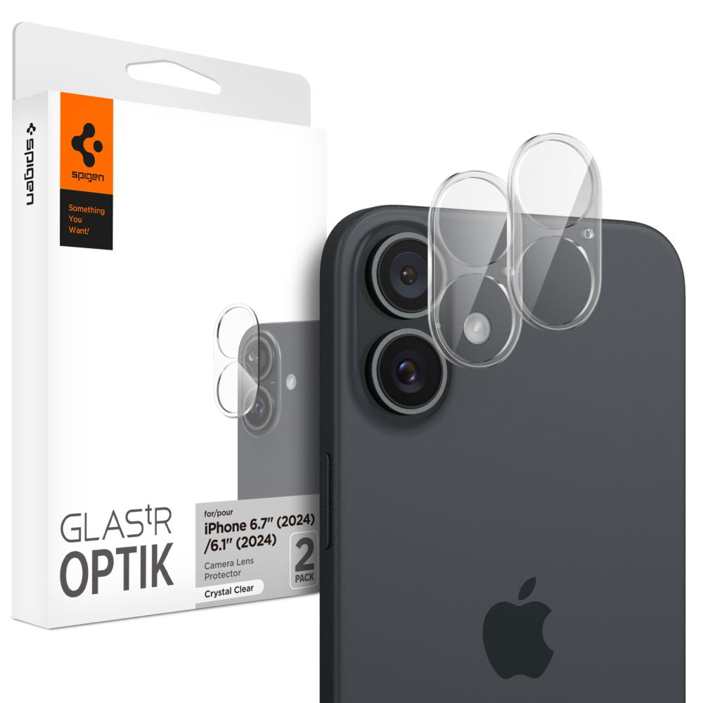 ZAŠČITNO TRDO STEKLO ZA OBJEVNIK FOTOAPARATA SPIGEN OPTIK GLAS.TR ZAŠČITNIK KAMERE 2-PACK IPHONE 16 / 16 PLUS KRISTALNO ČISTO