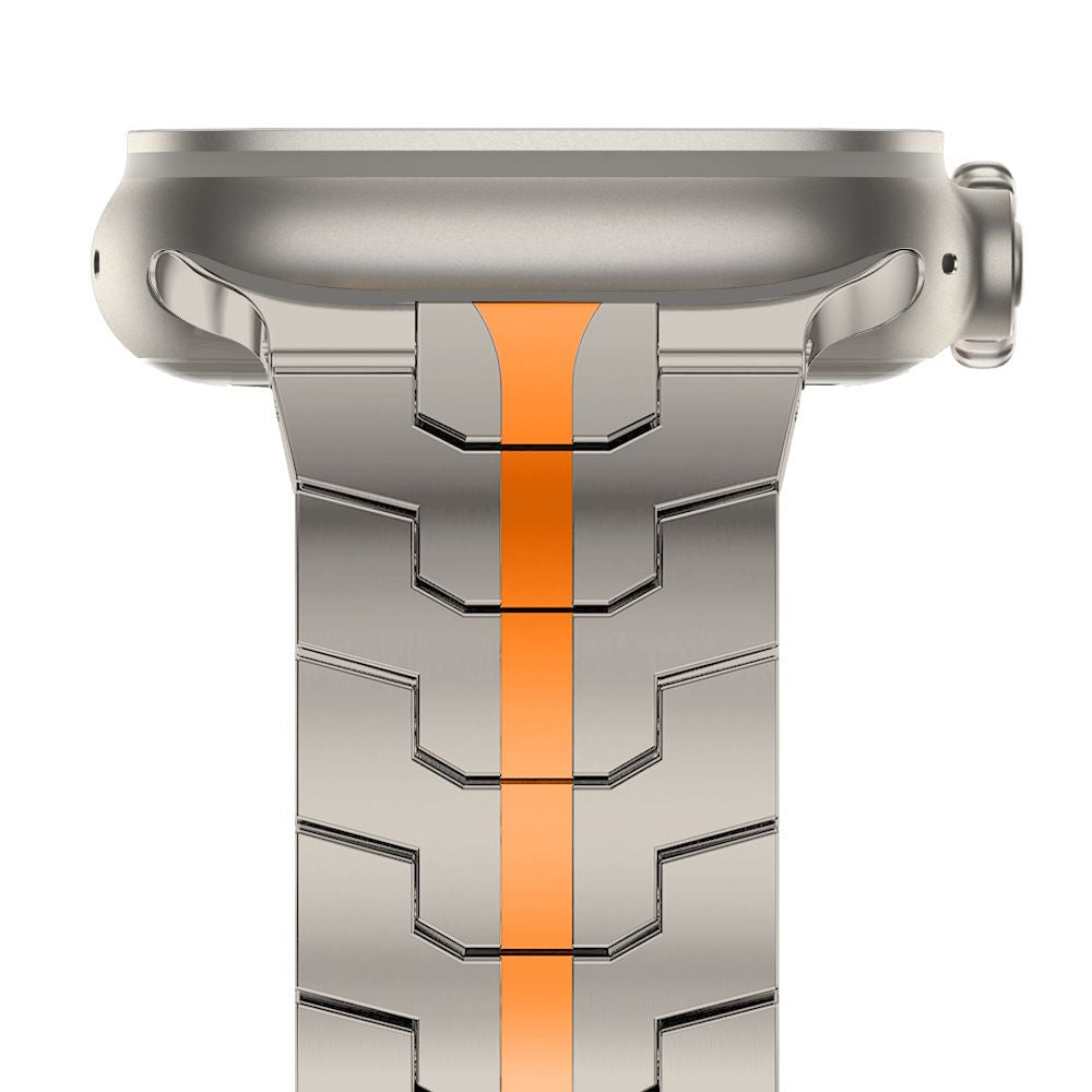 REMENIČEK DOOP IZ NEHRĐAJUĆEG ČELIKA ZA APPLE WATCH 6 / 7 / 8 / 9 / 10 / SE / ULTRA 1 / 2 (44 / 45 / 46 / 49 MM) TITAN/ORANŽNA