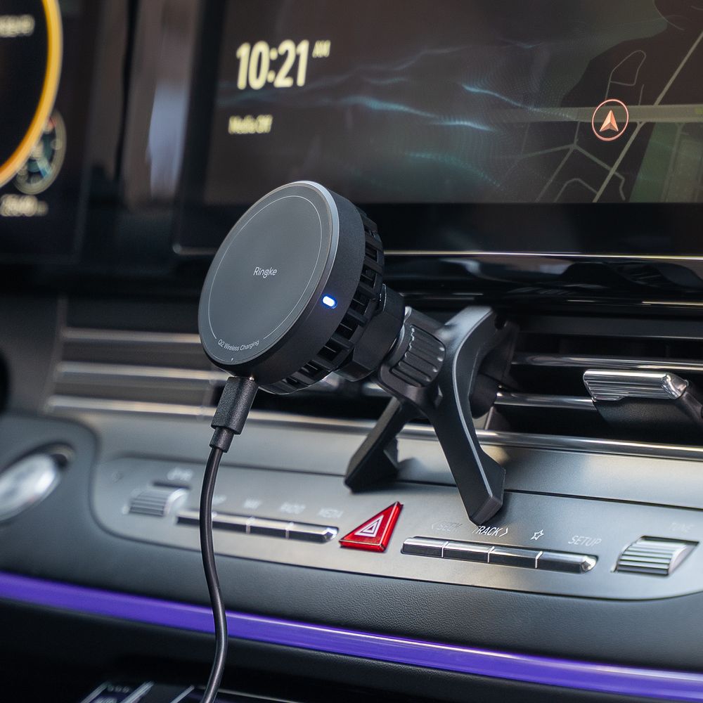 DRŽALO TELEFONA ZA AVTO Z BREZŽIČNIM POLNJENJEM RINGKE PELTIER QI2 MAGNETNO MAGSAFE VENTILATORNO DRŽALO BREZŽIČNI POLNILEC 15W ČRNA