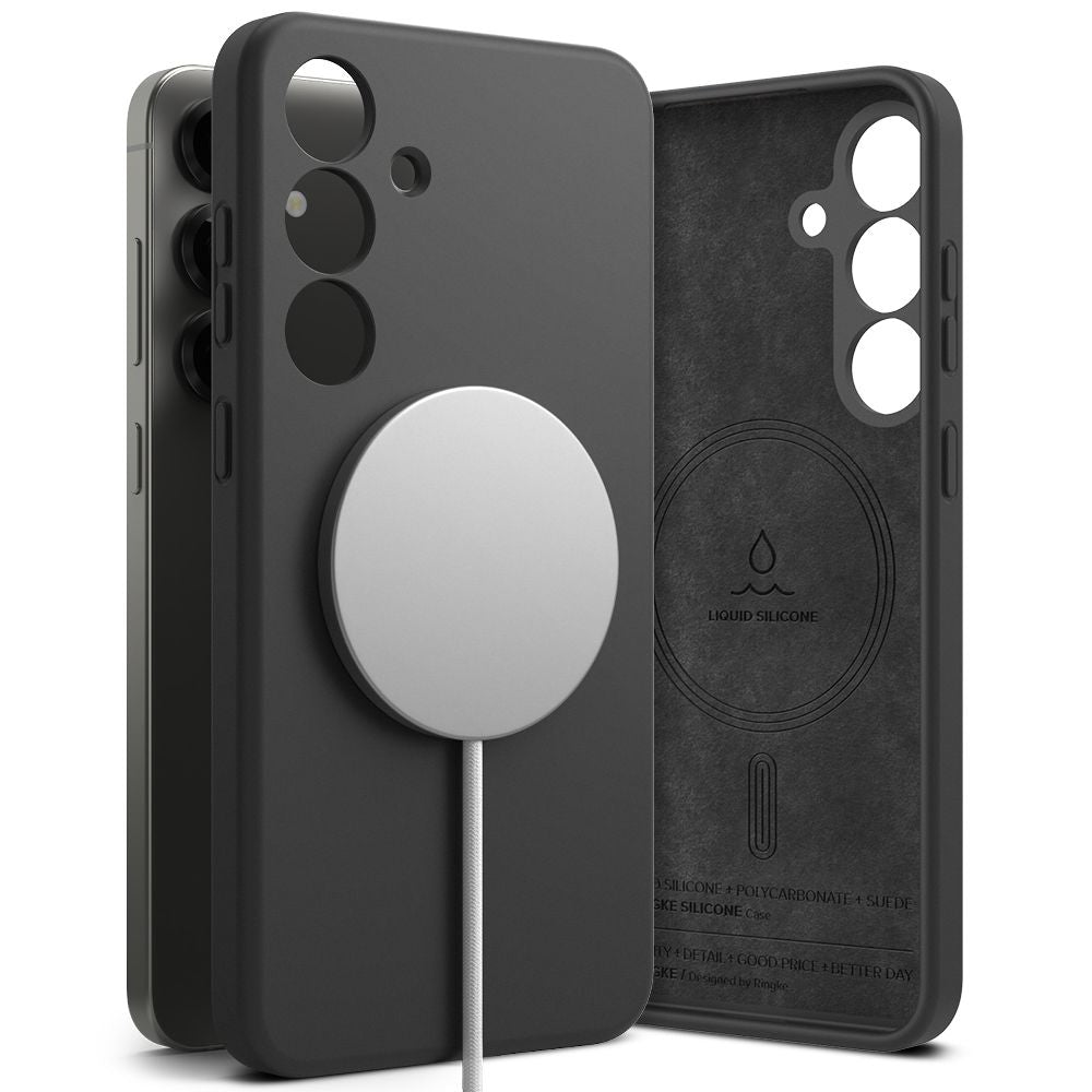 OVITEK RINGKE SILIKONSKI MAGNETNI MAGSAFE GALAXY S25 ČRN