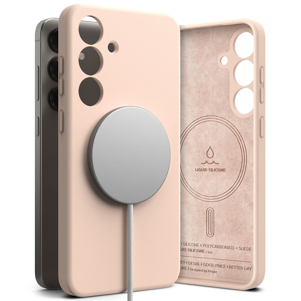 OVITEK RINGKE SILIKONSKI MAGNETNI MAGSAFE GALAXY S25 ROZA PESEK