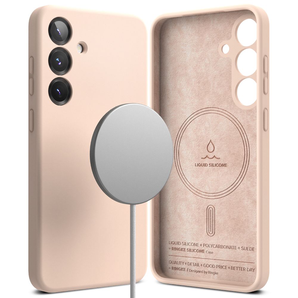 OVITEK RINGKE SILIKONSKI MAGNETNI MAGSAFE GALAXY S25+ PLUS ROZA PESEK