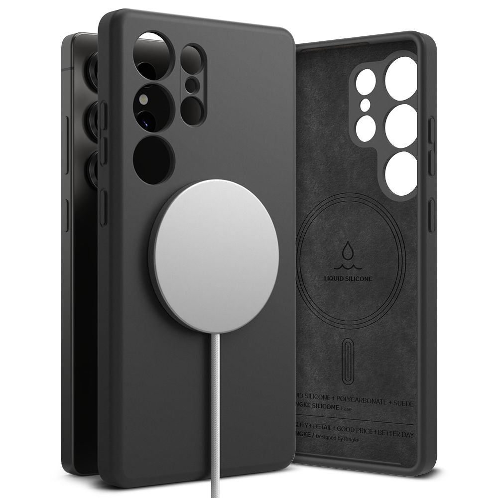 OVITEK RINGKE SILIKONSKI MAGNETNI MAGSAFE GALAXY S25 ULTRA ČRN