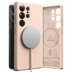 OVITEK RINGKE SILIKONSKI MAGNETNI MAGSAFE GALAXY S25 ULTRA ROZA PESEK