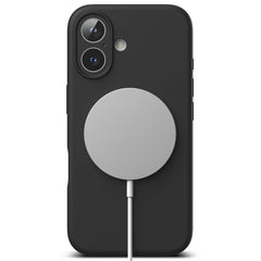 OVITEK ZA IPHONE 16 RINGKE SILIKONSKI MAGNETNI MAGSAFE ČRN