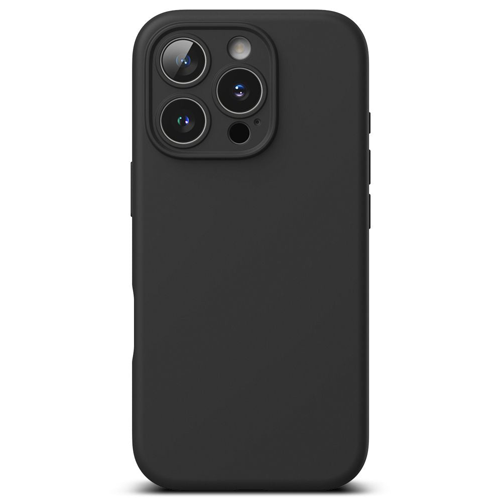 OVITEK ZA IPHONE 16 PRO MAX RINGKE SILIKONSKI MAGNETNI MAGSAFE ČRN