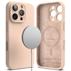 OVITEK ZA IPHONE 16 PRO MAX RINGKE SILIKONSKI MAGNETNI MAGSAFE ROZA PESEK