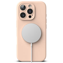 OVITEK ZA IPHONE 16 PRO MAX RINGKE SILIKONSKI MAGNETNI MAGSAFE ROZA PESEK