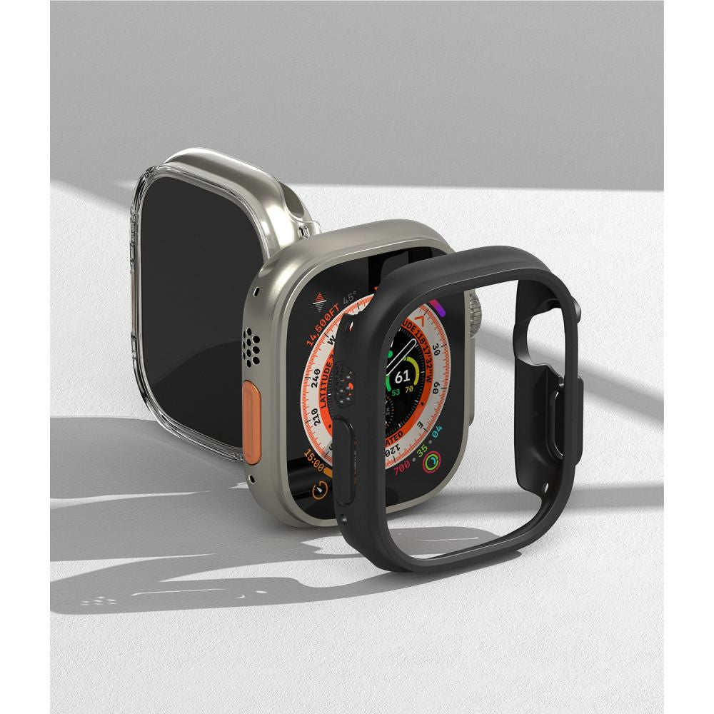 2X ZAŠČITNA OHIŠJA ZA APPLE WATCH ULTRA 49 MM RINGKE SLIM 2-PACK PROZORNO IN MAT ČRNO