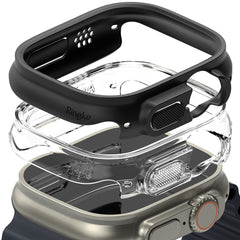 2X ZAŠČITNA OHIŠJA ZA APPLE WATCH ULTRA 49 MM RINGKE SLIM 2-PACK PROZORNO IN MAT ČRNO