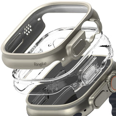 2X ZAŠČITNA OHIŠJA ZA APPLE WATCH ULTRA 49 MM RINGKE SLIM 2-PACK PROZORNO & TITANOVO SIVO
