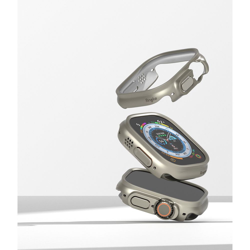 2X ZAŠČITNA OHIŠJA ZA APPLE WATCH ULTRA 49 MM RINGKE SLIM 2-PACK PROZORNO & TITANOVO SIVO