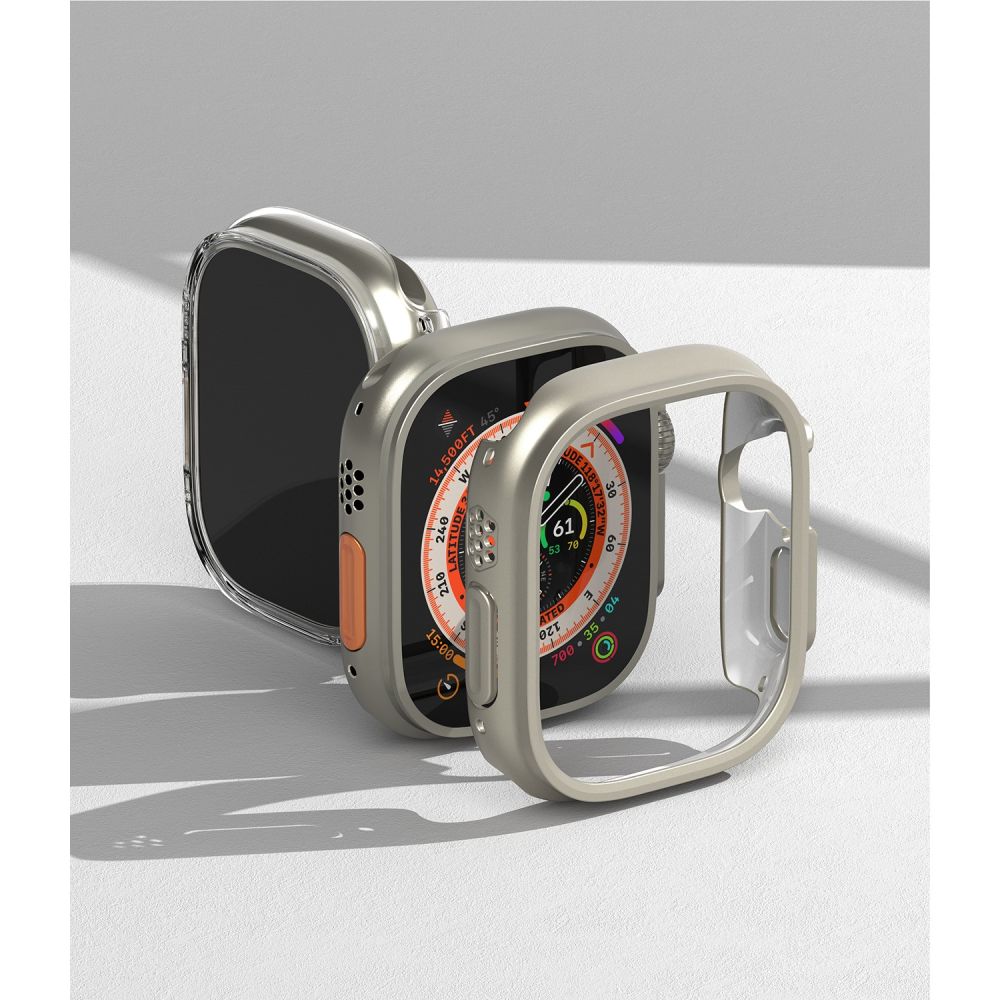 2X ZAŠČITNA OHIŠJA ZA APPLE WATCH ULTRA 49 MM RINGKE SLIM 2-PACK PROZORNO & TITANOVO SIVO