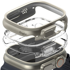 2X ZAŠČITNA OHIŠJA ZA APPLE WATCH ULTRA 49 MM RINGKE SLIM 2-PACK PROZORNO & TITANOVO SIVO