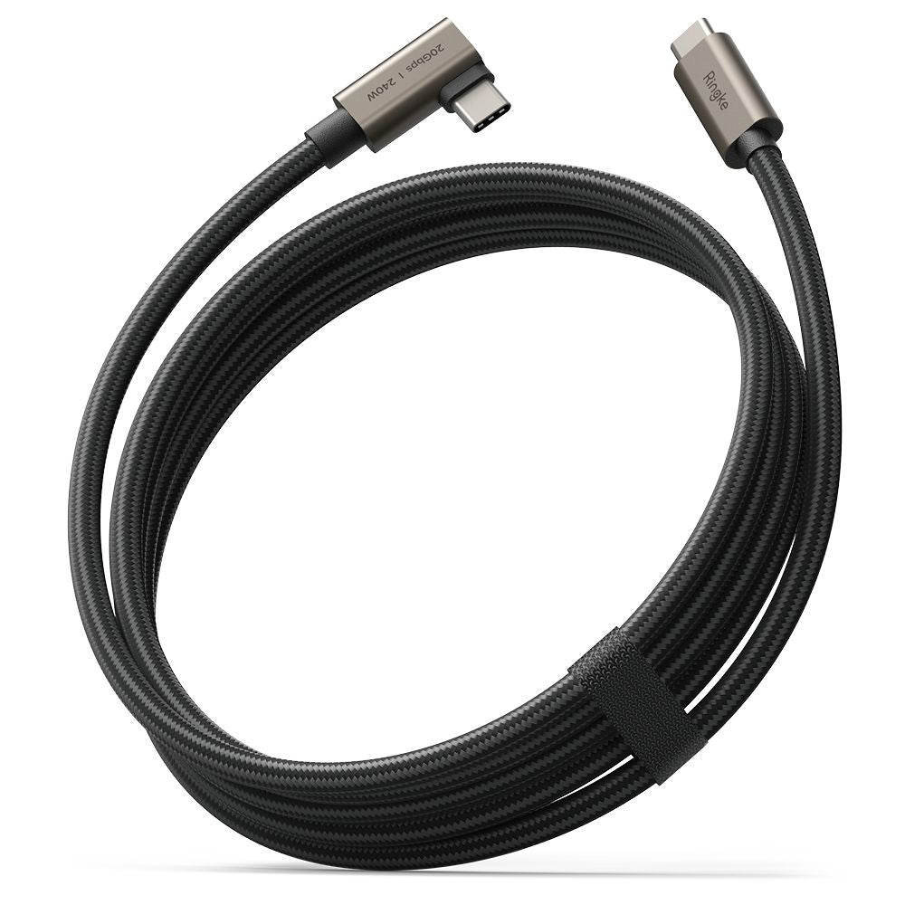 RINGKE USB 3.2 GEN 2X2 TYPE-C 90 STOPINJSKI  PD240W 200CM ČRN
