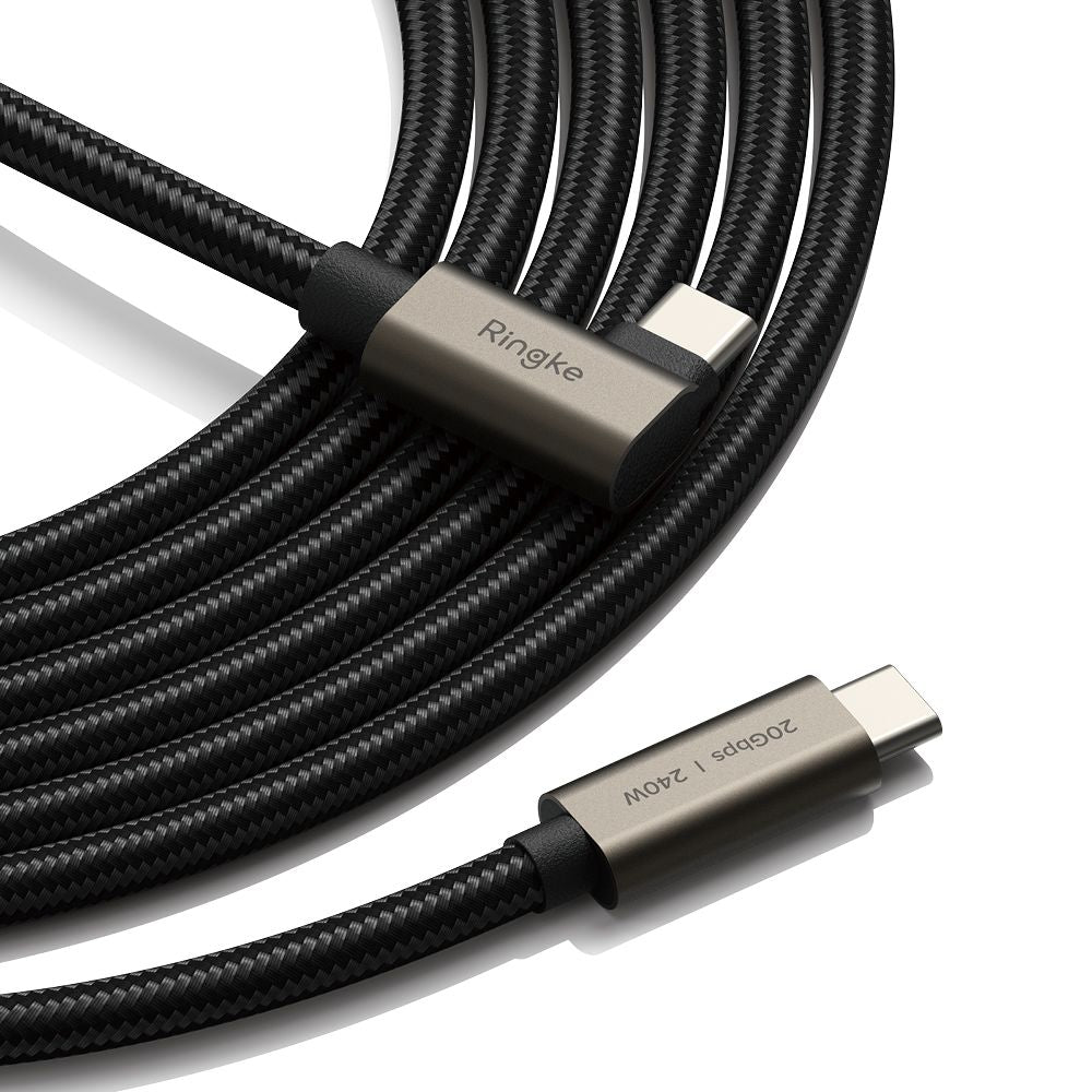 RINGKE USB 3.2 GEN 2X2 TYPE-C 90 STOPINJSKI  PD240W 200CM ČRN