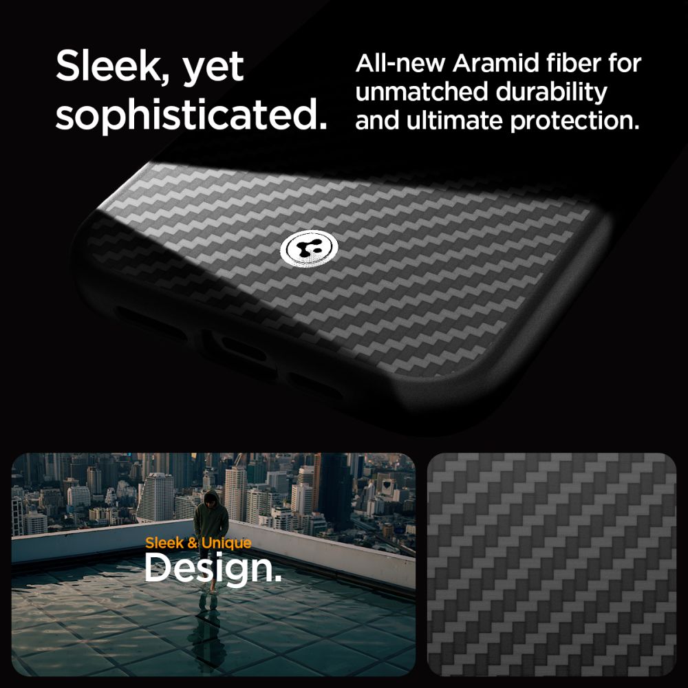 OVITEK SPIGEN ENZO ARAMID MAG MAGSAFE IPHONE 15 PRO MAX MAT ČRNA