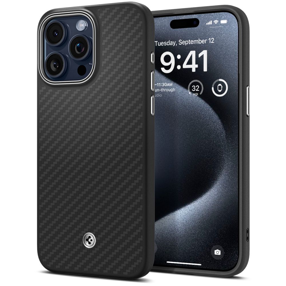 OVITEK SPIGEN ENZO ARAMID MAG MAGSAFE IPHONE 15 PRO MAX MAT ČRNA