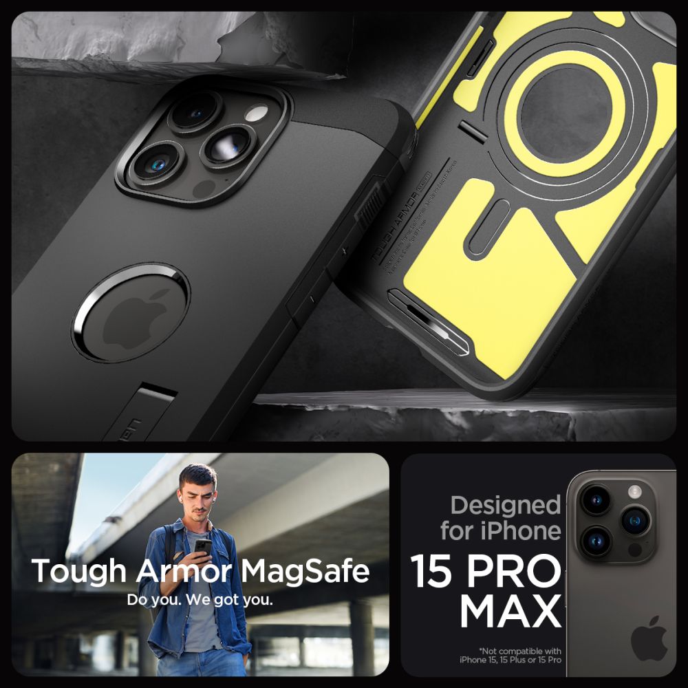 OVITEK SPIGEN TOUGH ARMOR MAG MAGSAFE IPHONE 15 PRO MAX ČRN.