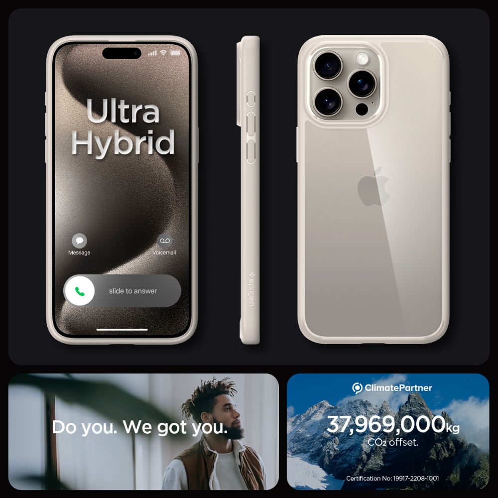 OVITEK SPIGEN ULTRA HYBRID IPHONE 15 PRO MAX NARAVNI TITAN