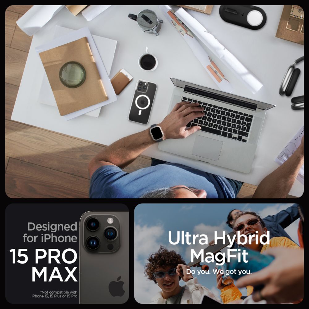 OVITEK SPIGEN ULTRA HYBRID MAG MAGSAFE IPHONE 15 PRO MAX BELO