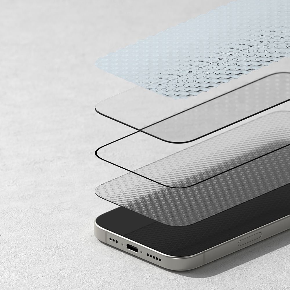 TRDNO STEKLO RINGKE EASY SLIDE 2-PACK IPHONE 16 PRO ČRNA