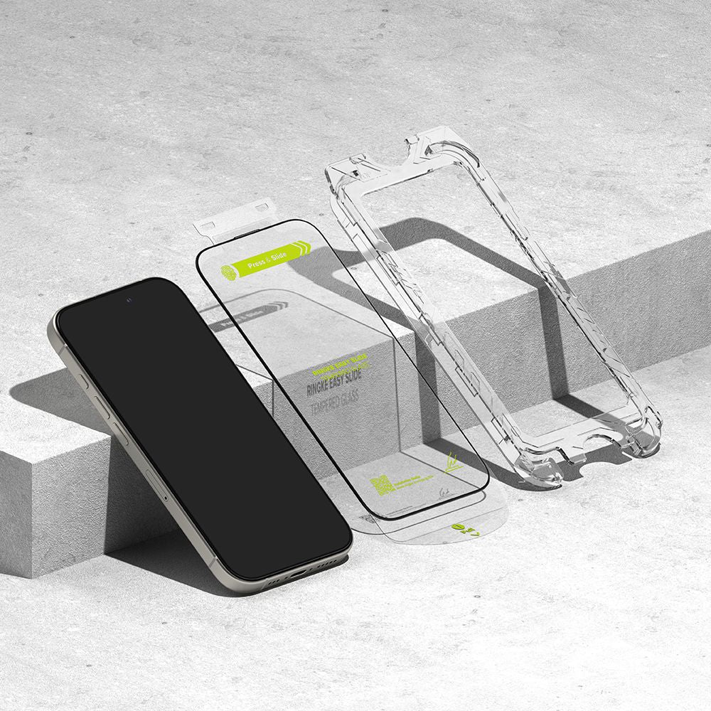TRDNO STEKLO RINGKE EASY SLIDE 2-PACK IPHONE 16 PRO MAX ČRNA