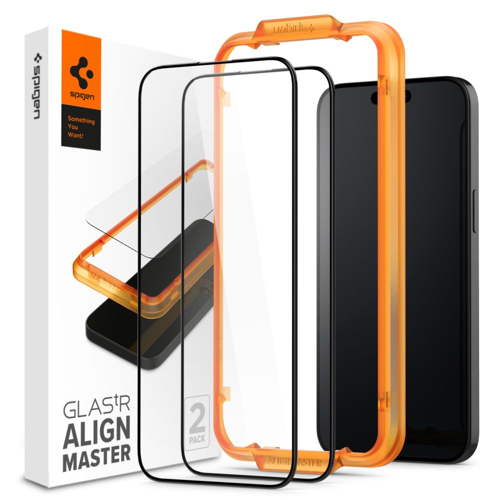 TRDNO STEKLO SPIGEN ALM GLASS FC 2-PACK IPHONE 15 PRO MAX ČRNA