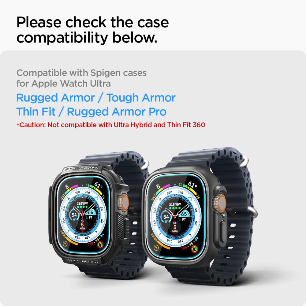 2X TRDNO STEKLO ZA APPLE WATCH ULTRA 49 MM SPIGEN GLAS.TR "EZ FIT" 2-PACK PROZORNO