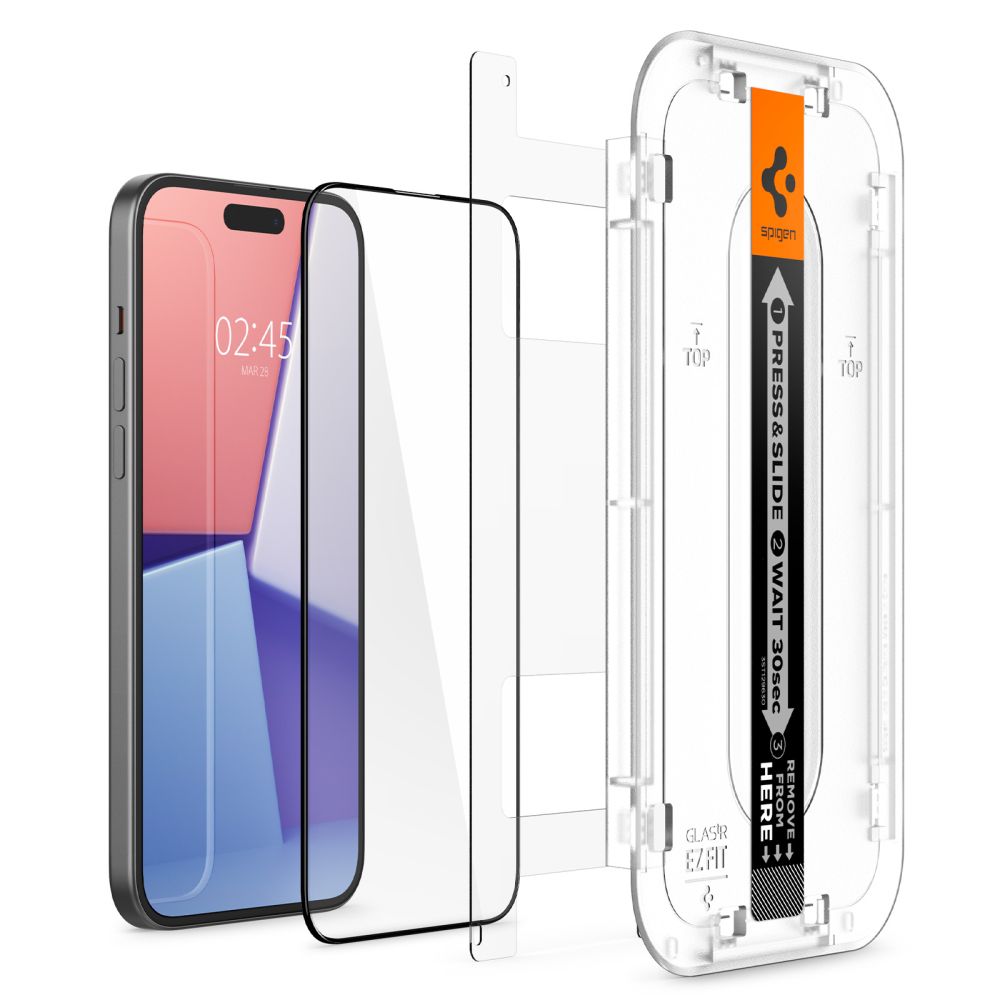 KALJENO STEKLO SPIGEN GLAS.TR "EZ FIT" FC IPHONE 15 ČRNA